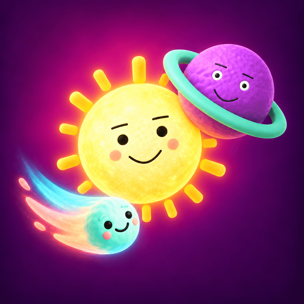 All My Planets app icon with a smiling sun, ringed planet, and comet